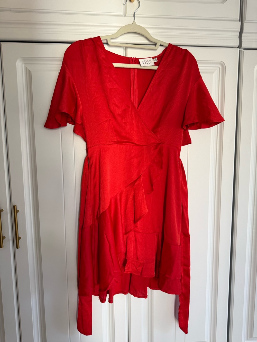 Hello Molly Red Ruffle Wrap Mini Dress